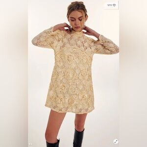 Free People Meringue Ribbons Embellished Lace Mini Dress NWT
Size XS